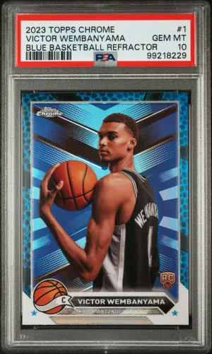 2023 Topps Chrome Victor Wembanyama Blue Basketball Refractor front