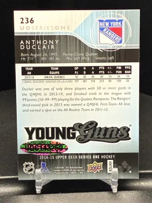 2015- 2016 Upper Deck Buybacks Young Guns Auto Anthony Duclair /63 back