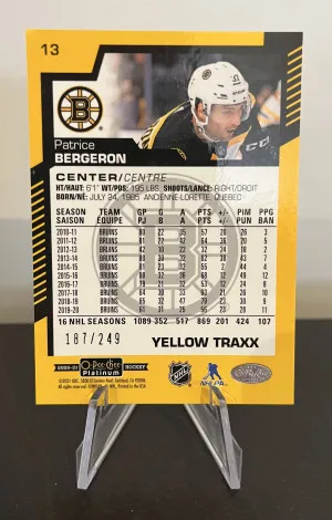 20-21 OPC Platinum - Patrice Bergeron - Yellow Traxx /249 back