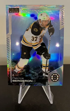 20-21 OPC Platinum - Patrice Bergeron - Aquamarine /499 front