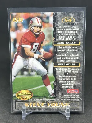 Steve Young 1995 Topps Bowman’s Best Refractor #54 49ers HOFer back
