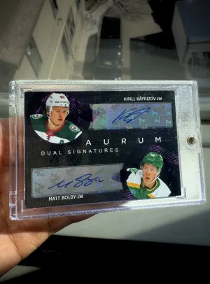 2024-25 Artifacts Aurum Kirill Kaprizov Matt Boldy Dual Signatures Auto 1/1 Wild front