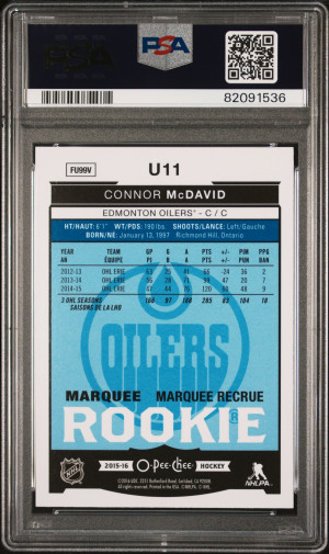 2015 O-Pee-Chee Update Connor Mcdavid Rainbow Foil back