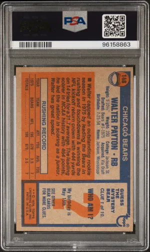 1976 Topps Walter Payton PSA 3.5 back