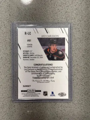 Leo Carlsson O-Pee-Chee Platinum Sunset Auto back