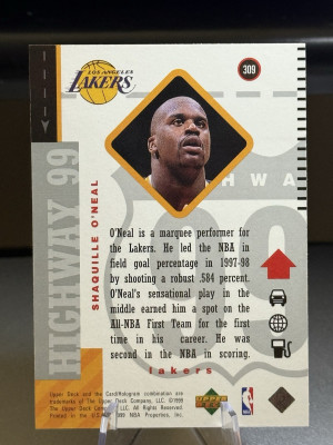 Shaquille O'Neal 1998-99 Upper Deck Card #309 LA Lakers NBA HOF Free Shipping back