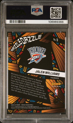 2022 Panini Mosaic Razzle Dazzle Rookie Jalen Williams back
