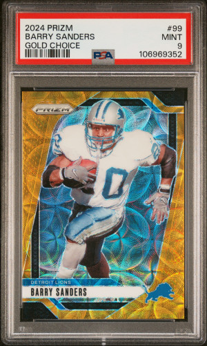 2024 Panini Prizm Barry Sanders Gold Choice /10 front