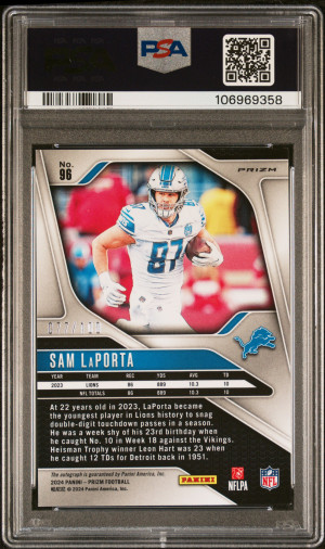 2024 Panini Prizm Sam Laporta Autograph-Choice back