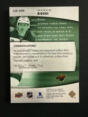 Marco Rossi Ultimate Collection Gold Auto /49 back
