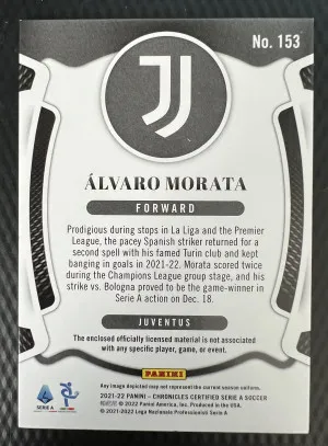 2022 Panini Certified Alvaro Morata Serial Numbered Memorabilia back