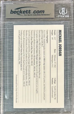 1985 NIKE PROMO #2 MICHAEL JORDAN RC BGS 9.5 back