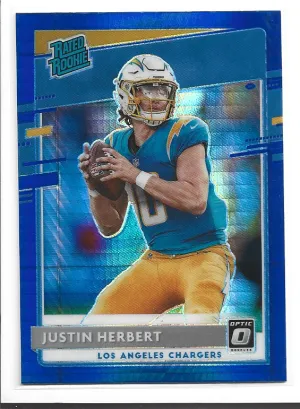2020 Donruss Optic Justin Herbert Rated Rookies Blue Scope Prizm Rookie front
