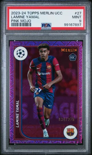 2023-24 Topps Merlin Uefa Club Competitions Lamine Yamal Pink Mojo front
