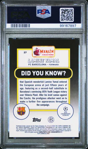 2023-24 Topps Merlin Uefa Club Competitions Lamine Yamal Pink Mojo back