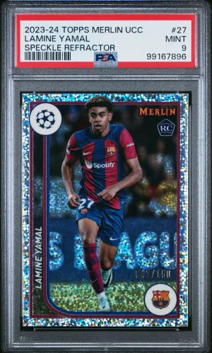 2023-24 Topps Merlin Uefa Club Competitions Lamine Yamal Speckle Refractor front