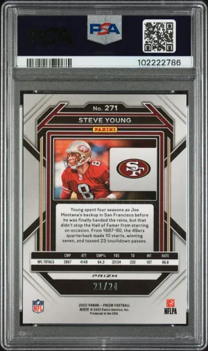 2022 Panini Prizm Steve Young Gold Sparkle back