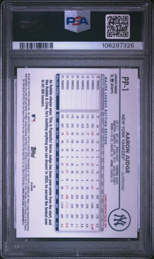 2024 TOPPS UPDATE PAW PATROL RUBBLE CREW AARON JUDGE PSA 9 MINT #PP1 YANKEES back