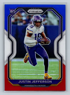 2020 Panini Prizm Justin Jefferson Rookie Red White Blue RC front