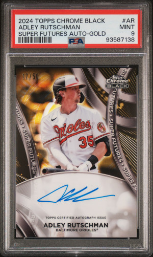 2024 Topps Chrome Black Super Futures Autographs Adley Rutschman Super Futures Auto-Gold Ref front