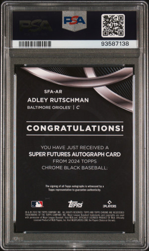 2024 Topps Chrome Black Super Futures Autographs Adley Rutschman Super Futures Auto-Gold Ref back