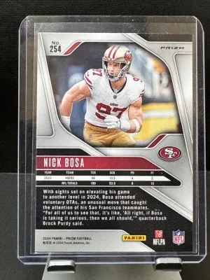 2024 Panini Prizm Nick Bosa #254 Checkerboard Prizm back