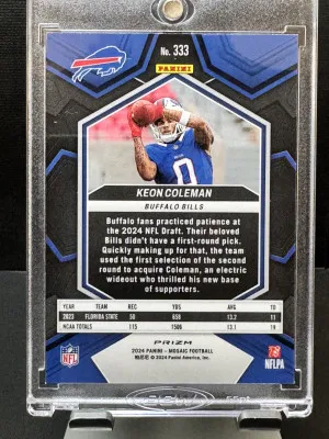 2024 Panini Mosaic Keon Coleman #333 Reactive Yellow Mosaic Prizm RC back