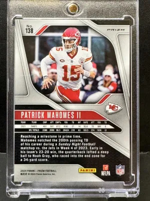 2024 Panini Prizm Patrick Mahomes II #138 Green Pulsar Prizm back