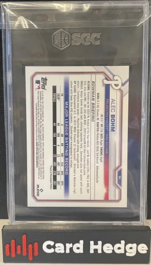 Alec Bohm 2021 Bowman Chrome Sapphire #94 Batting Variation Aqua Refractor /99 SGC 10 RC back