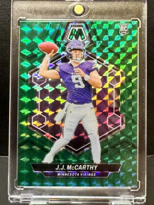2024 Panini Mosaic J.J. McCarthy #310 Green Mosaic Prizm RC front