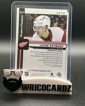2022-23 Parkhurst Champions Lucas Raymond Auto back