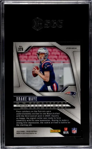 2024 Panini Prizm Drake Maye #329 Silver Rookie New England Patriots SGC 10 back