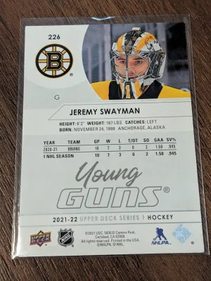 Jeremy Swayman young guns rookie back