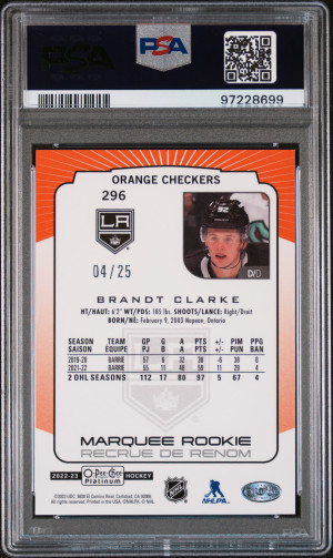 2022 O-Pee-Chee Platinum Brandt Clarke Orange Checkers back