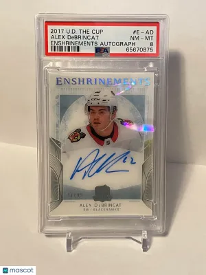 2017-18 Upper Deck The Cup Enshrinements /99 Alex DeBrincat #E-AD Auto RC PSA 8 front