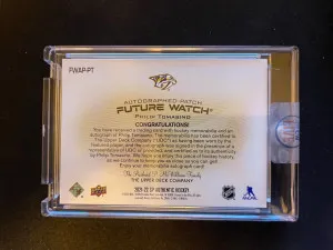 2021-22 SP Authentic Future Watch Auto Patch Philip Tomasino /100 Predators back