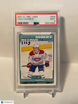 2021 O-Pee-Chee 506 Cole Caufield PSA 9 front