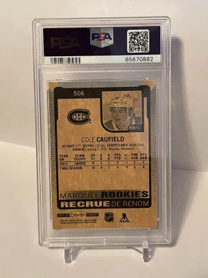 2021 O-Pee-Chee 506 Cole Caufield PSA 9 back