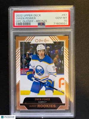 Owen Power 2022 Upper Deck O-Pee-Chee Glossy Rookies #R-7 Bronze PSA 10 front
