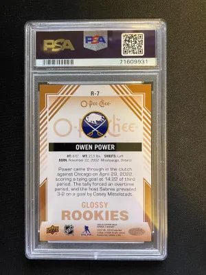 Owen Power 2022 Upper Deck O-Pee-Chee Glossy Rookies #R-7 Bronze PSA 10 back