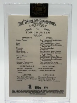 2021 Archives Torii Hunter Auto “2013 Allen And Ginter” back