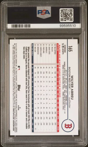 2024 Topps Chrome Wilyer Abreu #165 Orange Wave RC /25 PSA 10 back