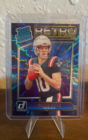 2024 Panini Donruss Drake Maye Rated Rookie Retro #16 Patriots Rookie front