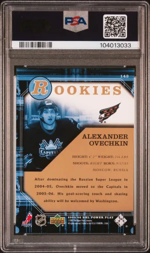 2005 Upper Deck Power Play #143 Alexander Ovechkin RC Redemption PSA 9 back