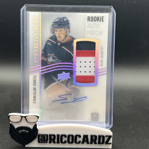 UD Premier 2023/24 - Rookie Auto Patch /249 - Stanislav Svozil Blue Jackets front