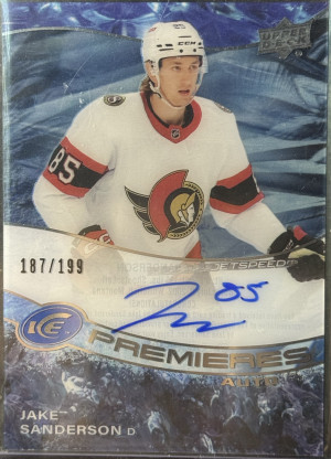 Jake Sanderson Ice Premieres Rookie Auto /199 front