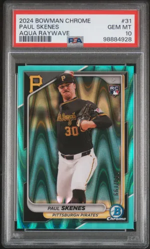 2024 Bowman Chrome Paul Skenes Aqua Raywave front