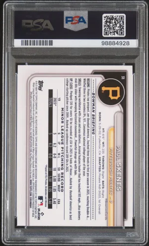 2024 Bowman Chrome Paul Skenes Aqua Raywave back