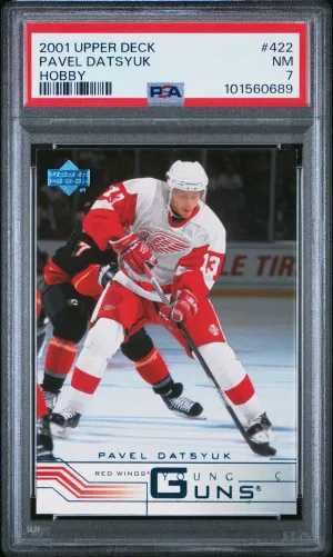 2001 Upper Deck Pavel Datsyuk Hobby #422 Young Guns PSA 7 front