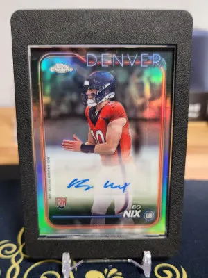 2024 Topps Chrome Refractor Bo Nix Auto front